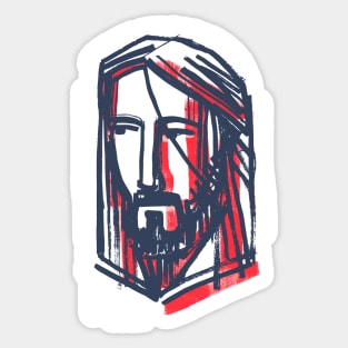 Jesus Christ face ink illustration Sticker